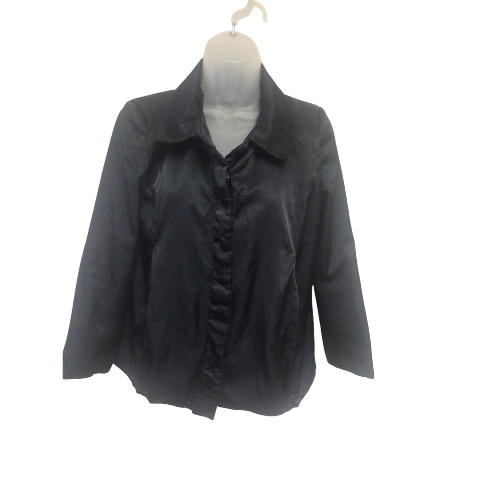 Pamela Dennis Private Client Group Black Cotton Rayon Button Front Jacket Size 4